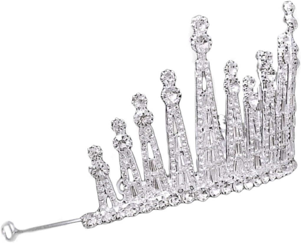 Baroque Rhinestone Bride Crown Zinc Alloy Tiara Silver Bridal Headdress Wedding Hair Accessory Luxury Party Headpiece for Women