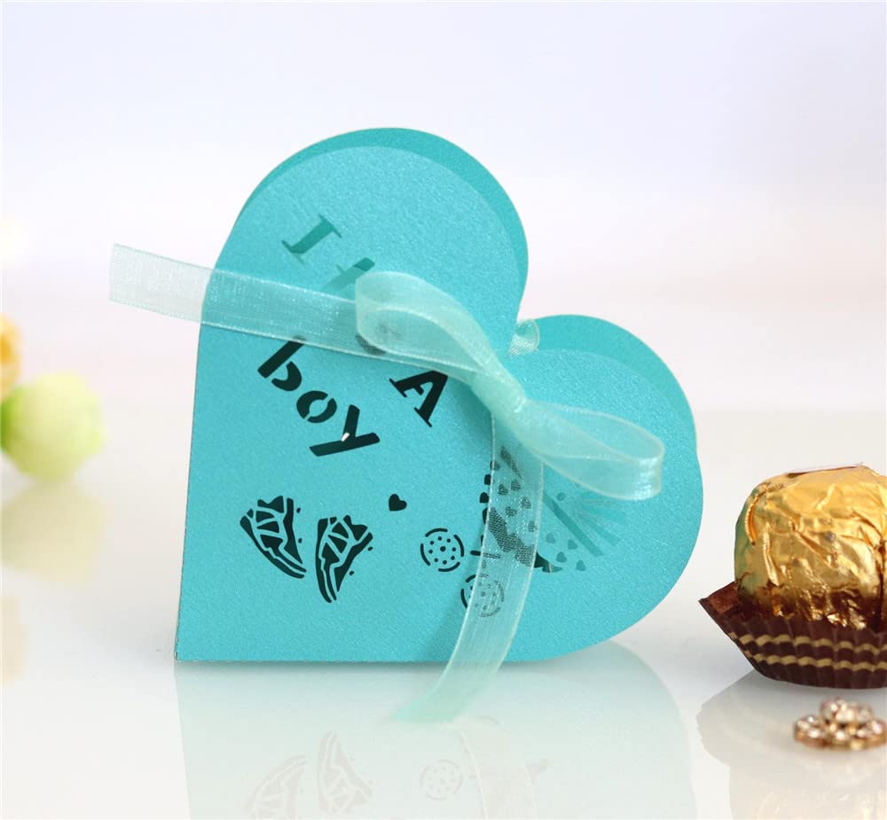 Paper Candy Boxes,wedding favours,Candy Box Paper Favour Boxes Treat Box It's a Boy Hollow Gift Box for Wedding Bridal Baby Shower Engagement Party 50 Pcs (Color : Blauw) (Color : Blu) ( Color : Blu )