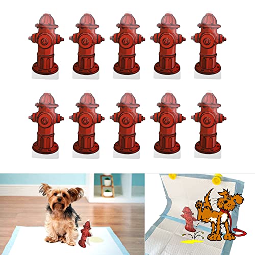 Image of Dog Pee Pad Trainer, 10 Pack Paper Card Hydrant Shaped Target Pet Diaper Pad Guide Portable Dog Pee Pad Aid for Pet Dog Puppy Training Supplies, 7.3 x 3.9in