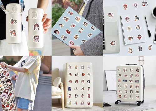 HUTOOLEE 100 PCS Heaven Official's Blessing Tian Guan Ci Fu Vinyl Waterproof Sticker for Laptop Water Bottle Water Bottle Suitcase Skateboard Refrigerator Guitar Bike