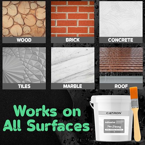 Image of Catron 5L /5Kg Transparent Waterproof Glue with Brush for Crack Seal, Roof Water Leakage Solution, Indoor and Outdoor Epoxy Resin Adhesive ProStrong Sealant | for Bathroom, Walls, Tiles and Pipes