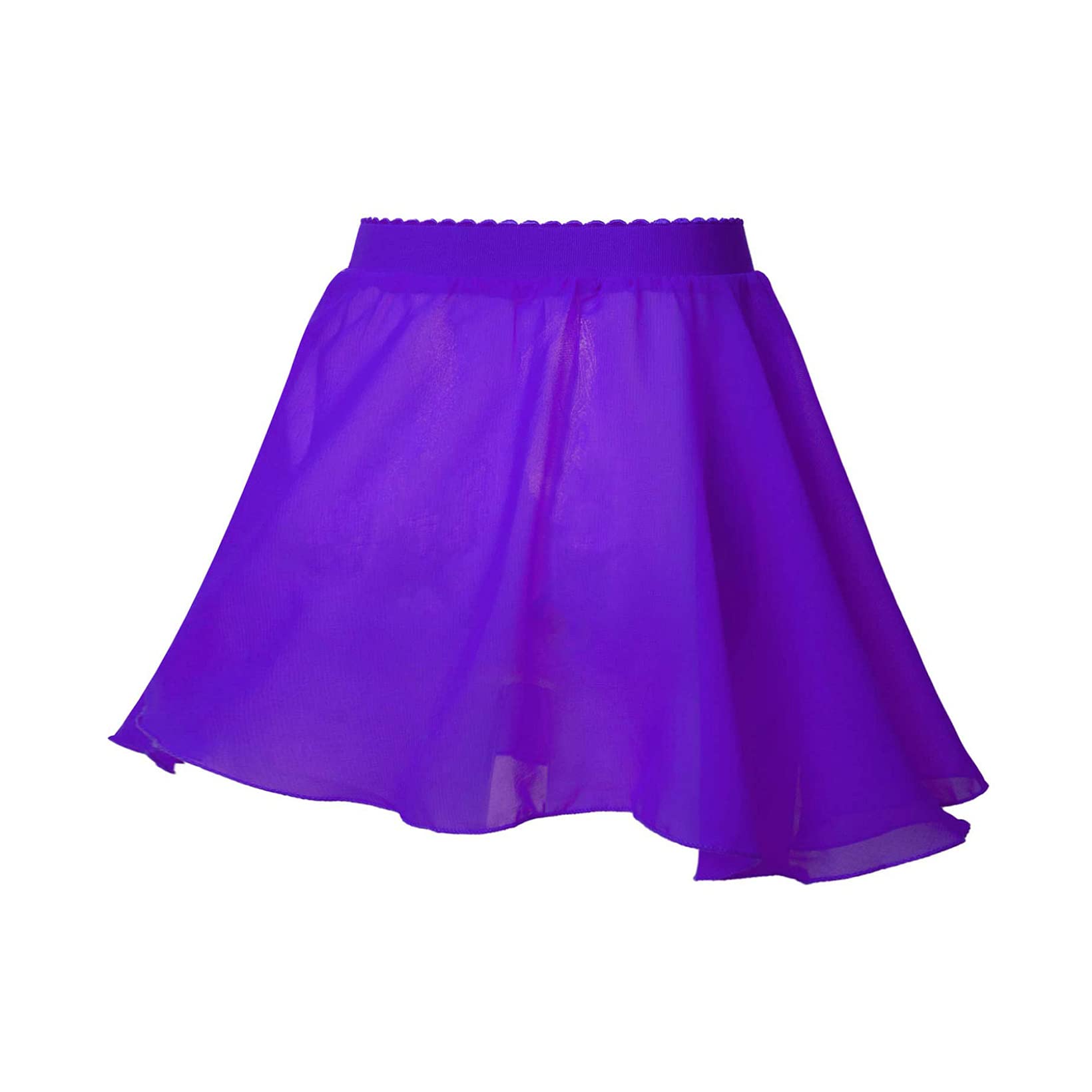 JanJean Kids Girls Ballet Dance Chiffon Wrap Skirt Elastic Waist Ballerina Flared Casual Mini Skater Skirt Dancewear Purple 3-4 Years