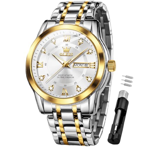 Image of OLEVS Watches for Men Business Diamond Easy Read Men's Wristwatch Analog Luxury Date Stainless Steel Waterproof Luminous Dress Mens Watches