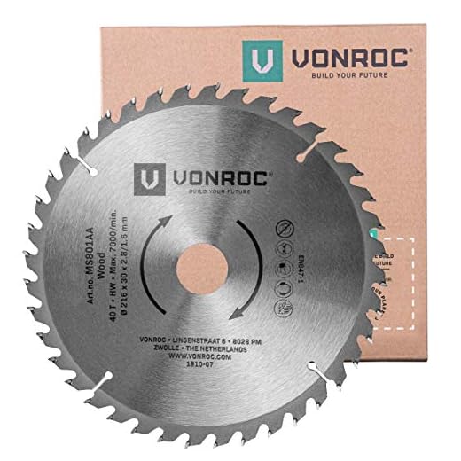 VONROC Sågklinga för geringssåg - 216 x 30 mm - 40T - för trä - universal - även lämplig för bordssågar