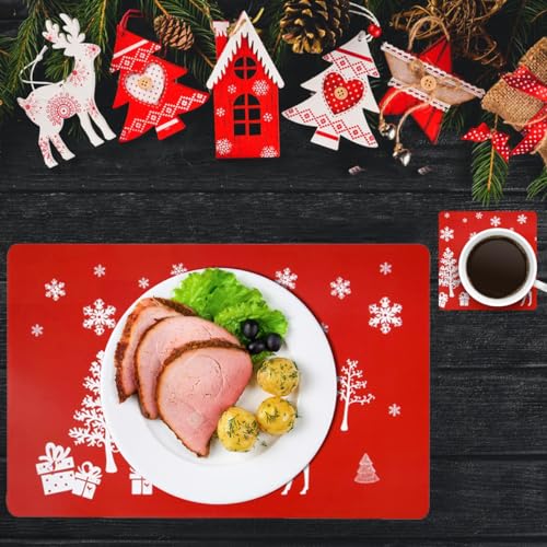 12 Pcs Set Christmas Placemats, Christmas Place Mats 6 And Coasters,Christmas Table Mats, Christmas Placemats Sets Of 6 - Image 3