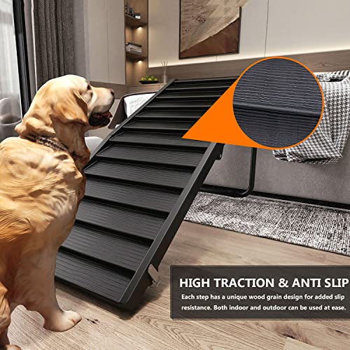 Addok Diyokai Dog Ramp For Car, Folding Pet Ramp For High Beds, Durable Folding Dog Ramp Supports Up To 250 Lb For Large Dogs., Black #TOP1