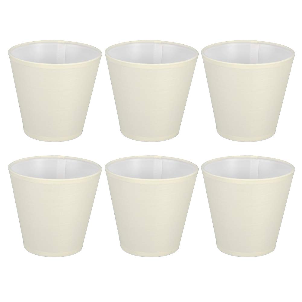 Fabric Lampshade, 6PCS Small Light Shade for E14 Wall Lamp Chandelier, Cream Coloured Light Shade Home Decoration - Image 3