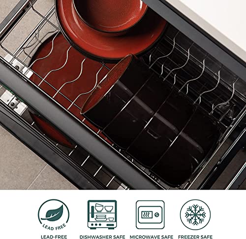 Leratio Ceramic Dinnerware Sets,12-Piece Plates And Bowls,Handmade Reactive Glaze Dishes Set,Chip Resistant And Scratch Resistant | Oven&Dishwasher & Microwave Safe,Service For 4-Red #TOP1