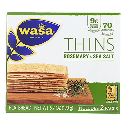Wasa Crispbread Thins,Rosemary & Sea Sal 6.7 Oz (Pack Of