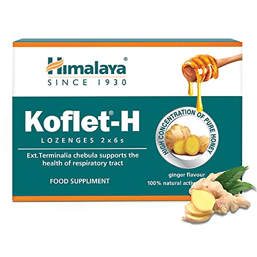 Himalaya Herbal Healthcare Koflet-H Lozenges Fortified With Honey Ginger Flavored,Relieves Cough, Tonsillitis,Loaded With Anti-Allergic, Antimicrobial And Immune Resistance Properties