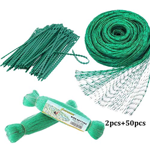 Jicyor Anti-Uccello Reti Protettive da Giardino + 50 Regolabili Plastica Fascette Stringicavo Piante per Frutti Colture Piante Alberi
