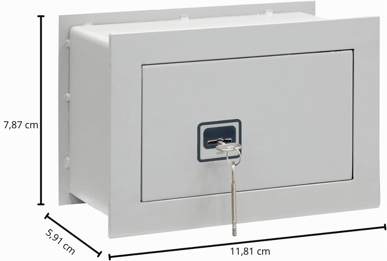 Cassaforte a Muro con Serratura a Chiave, Grigio Chiaro Vari Moduli (5L - 20 x 30 x 15 cm)