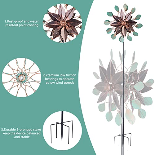 Dreamsoul 360 Degree Swivel Wind Spinners - Outdoor Metal Wind Spinners For Yard And Garden Lawn Decor(66" Tall, 16" Wide) #TOP3