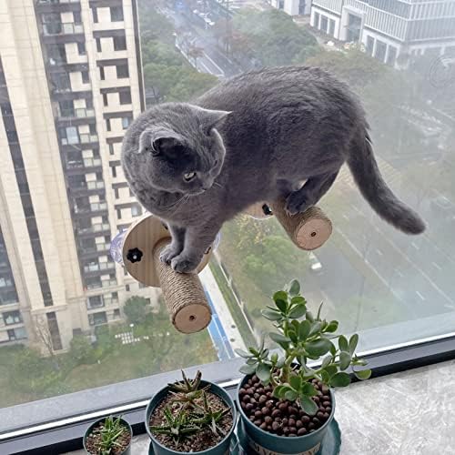 FuneeTop Cat Window Steps for Cats to Get to Window Perch/Hammock, Cat Climbing Steps Window Mounted, Cat Scratching Posts for Windows