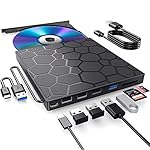 BPAKDU External CD/DVD Drive for Laptop, DVD Player for Laptop, 8 in 1 USB 3.0 Ultra-Slim Portable, CD Burner External Disk Drive Optical Compatible with Desktop Mac,Windows 11/10/8/7 Linux