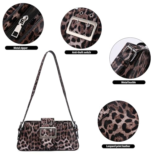 Women's Leopard Print Shoulder Bag - PU Leather Handbag with Magnetic Closure3