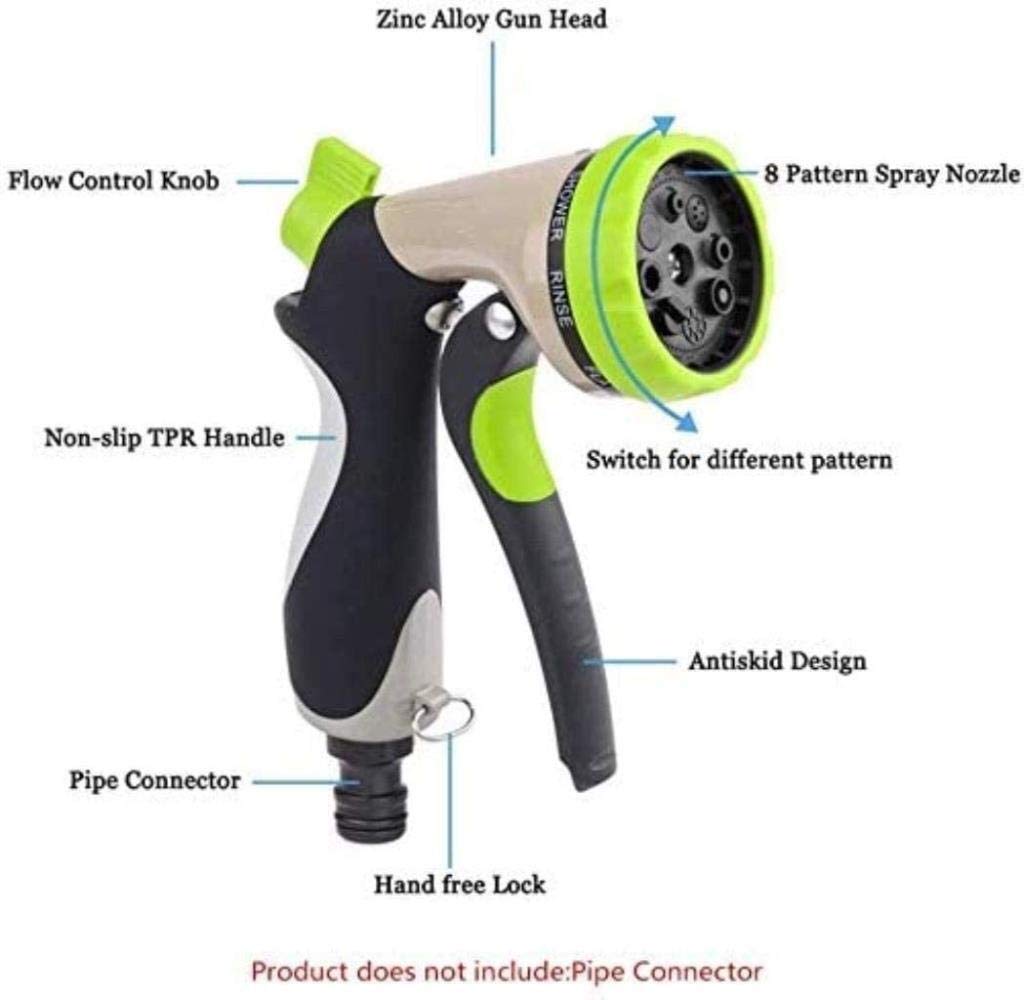 Pistola rociadora de metal resistente para manguera de jardín y boquilla para riego de jardín
