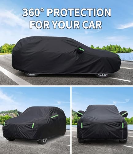 Image of Custom-Fit for Ford Car Cover, 7 Layers Car Cover Waterproof All Weather for Automobiles, Outdoor Full Cover Rain Sun UV Protection with Zipper (Black,for Ford Bronco)
