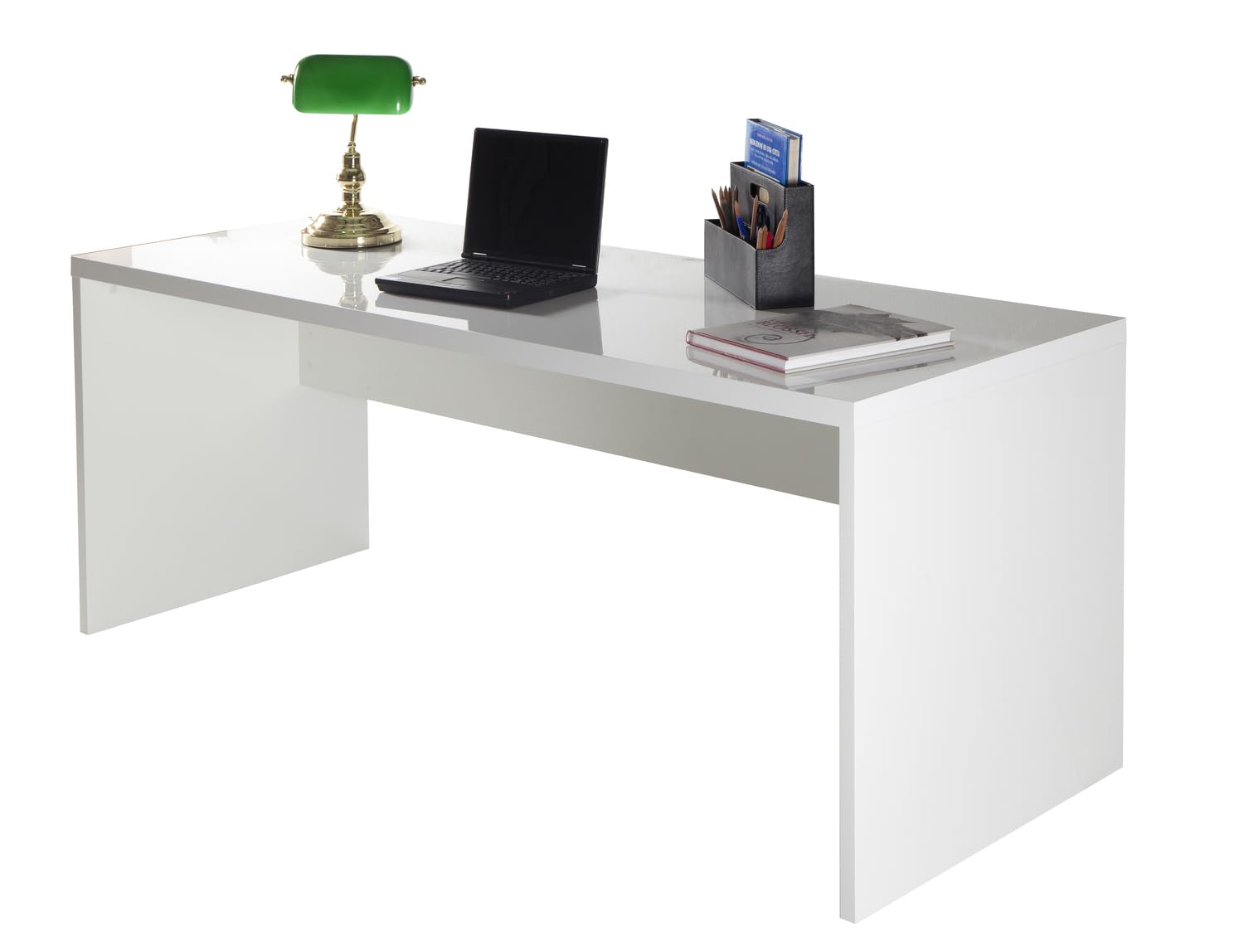 COMPOSAD | Scrivania della Linea DISEGNO, Scrivania Bianca, Porta PC, (LxAxP) 180x73x69 cm, Colore Bianco Laccato, per Studio, Ufficio, Made in Italy