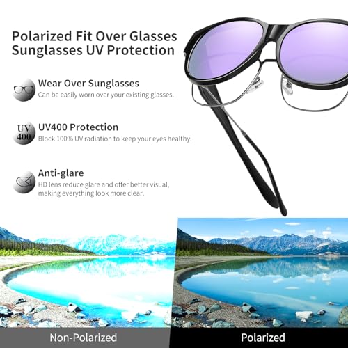 Image of GEGURI Polarized Sunglasses Fit Over Glasses for Men Women, Oversized Square Sun Glasses UV400 Protection Shades