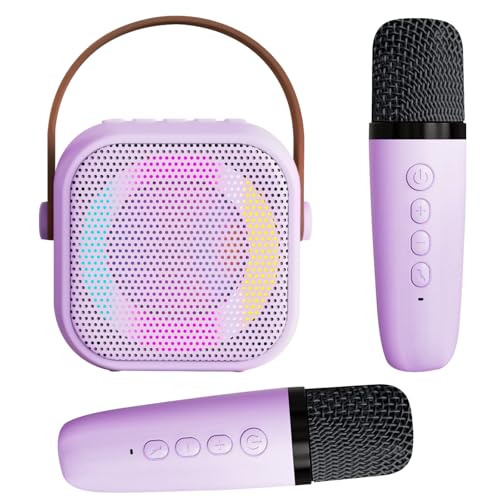 Oskuglin Karaoke-Mikrofon mit 2 Mikrofonen (Lila)