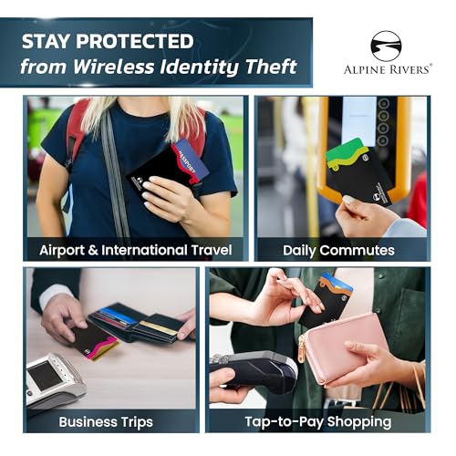 RFID Blocking Sleeves | 14 Credit Card Holders, 4 Passport Protectors | Slim Water-Resistant Tear-Resistant | Anti-Theft Identity Protection