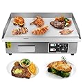 EVGTTI 22" Electric Countertop Flat Top Griddle 1600W 110V, Commercial Electric Griddle, Non-Stick Restaurant Teppanyaki Grill, Stainless Steel Adjustable Temperature Control 50~300?