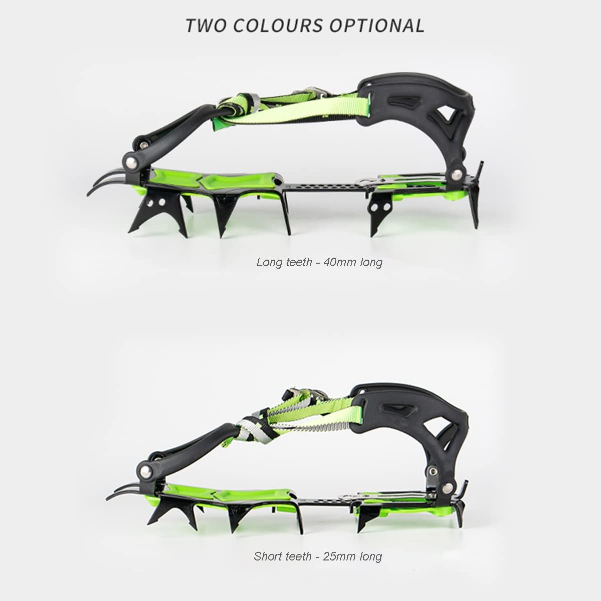 14 dientes Anti Slip Garras de hielo, ajustable Bundled Crampones de hielo, de acero de alto manganeso Cleat, hielo pinchos de tracción para los zapatos y las botas de senderismo Camping Moutaineering