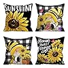 Sunflower pillow covers 18×18 set of 4 sunflower decor gnomes pillow covers sunflower decorations black buffalo plaid gnomes throw pillow covers for couch sofa living room indoor outdoor  urban country home decor