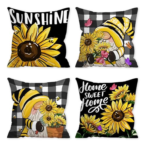 Sunflower-Pillow-Covers-18x18-Set-of-4-Sunflower-Decor-Gnomes-Pillow-Covers-Sunflower-Decorations-Black-Buffalo-Plaid-Gnomes-Throw-Pillow-Covers-for-Couch-Sofa-Living-Room-Indoor-Outdoor Sunflower Pillow Covers 18×18 Set of 4 Sunflower Decor Gnomes Pillow Covers Sunflower Decorations Black Buffalo Plaid Gnomes Throw Pillow Covers for Couch Sofa Living Room Indoor Outdoor