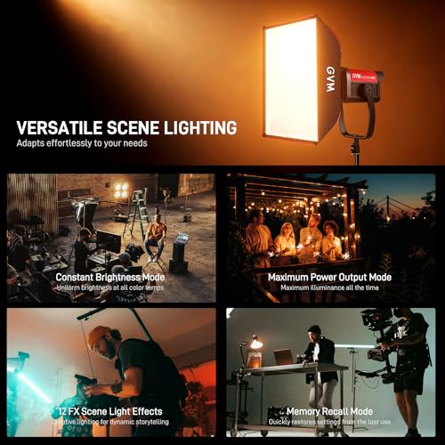 Image of GVM SD500B LED Video Light Kit (2-Pack), 2700-6800K Bi-Color COB Softbox Lighting Set, 227040 Lux @1m, CRI 97+, APP Bluetooth Control for Portrait Photography, Films & TV Studio