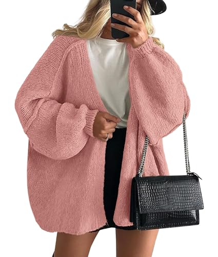 Image of PRETTYGARDEN Womens Oversized Cardigan Sweaters 2026 Fall Long Lantern Sleeve Knit Open Front Lightweight Sweater