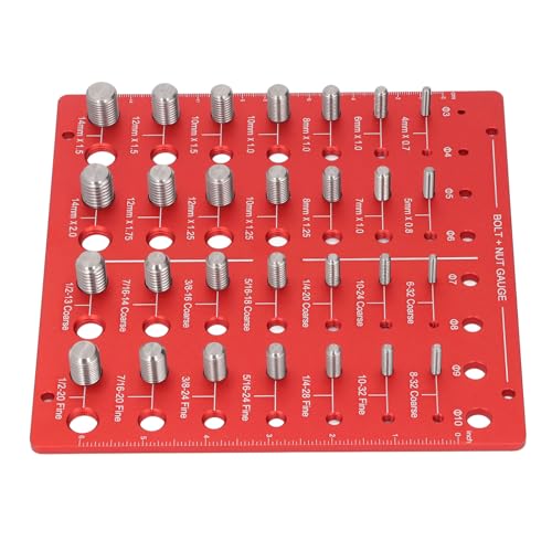 Telituny Testeur De Filetage, 28 Tailles de Filetages et 8 Tailles de Tonalités, Vérificateur Filetages en Aluminium, Nut & Bolt Thread Checker, pour Mesurer Dimension des Écrous et des Boulons