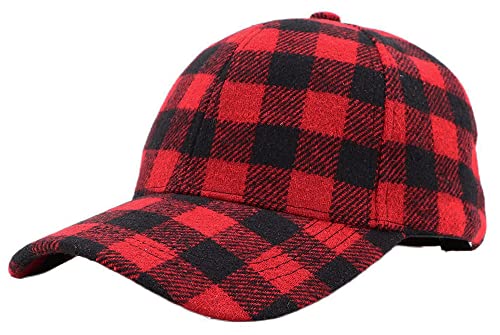 Classic Red-Black Baseball Caps Plaid-Checkered Baseball Hat Buffalo Christmas Hat for Women Men