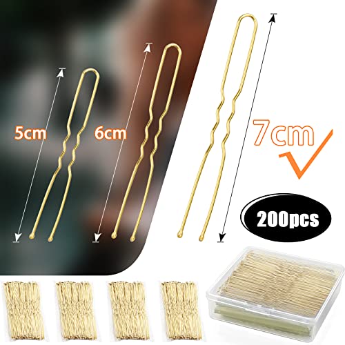 Mbsomnus 200pcs Hair Pins for Buns 7cm Bobby Pins Blonde U-Shaped Hair Pins Long Bun Pins with Storage Box Hair Grips for Thick Hair Women Girls Wedding Hair Styling Hair Accessories - Image 3