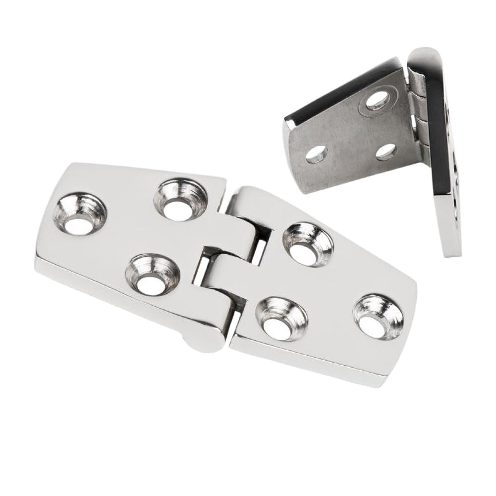 Fwzoogpda Onecolor Marine Back Polished Casting Hinge 76X38mm 6 Holes 316 Stainless Steel Flush Door Hinge Replacement