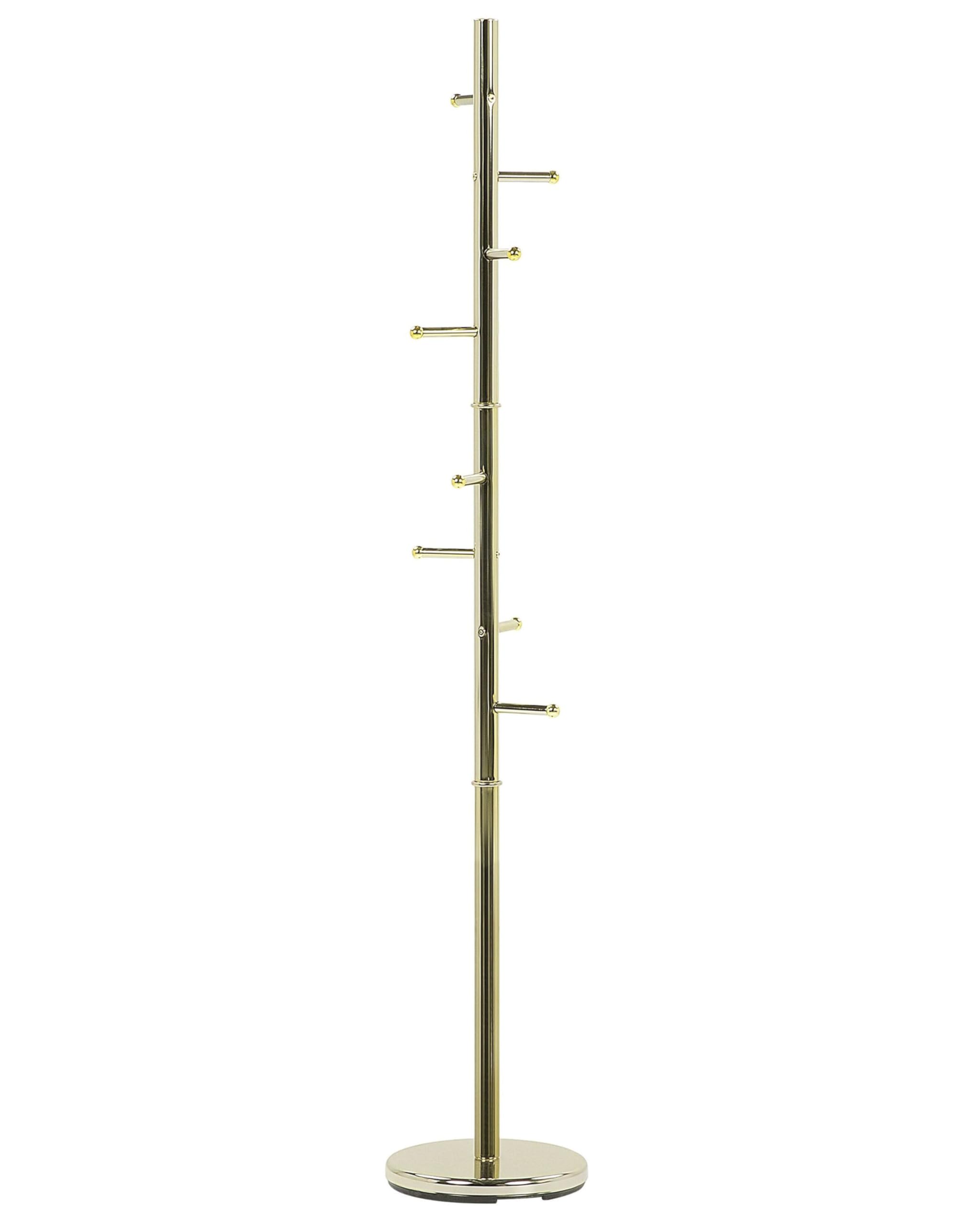 Beliani PorteManteau au Style Moderne de 185 cm de Hauteur en Acier Inoxydable Doré composé de 9 Crochets