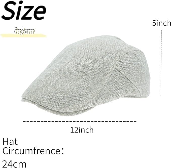Image of Men's Cotton-Hemp Blend Newsboy Cap - Lightweight Summer Flat Cap for Driving & Outdoor Style