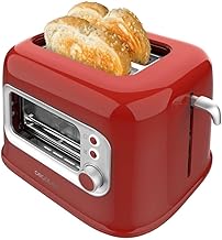 Cecotec Vertikaler Toaster RetroVision Red, 700W Leistung, 2 Extra-breite Schlitze, Einzigartiges Anzeige-Design, Bräunungssteuerung, Retro-Design, Staubabdeckung