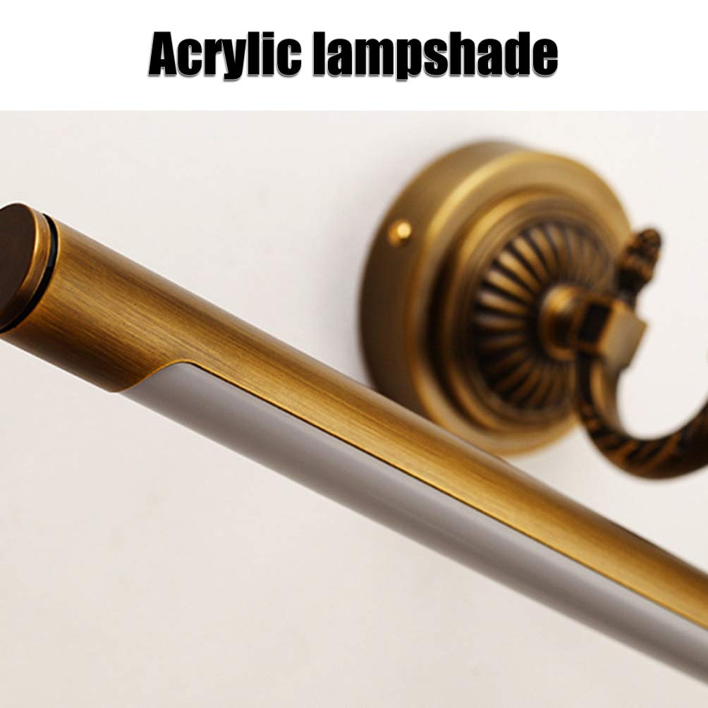ACMHNC LED Spiegellampe Badezimmer Vintage,Retro Badlampe Spiegelleuchte Messing Antik Schminklicht Bad Wandleuchte Wasserdicht Make-Up Licht Für Spiegel Schminktisch,Einstellbare Winkel,4000K,45CM