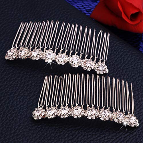 Pente de cabelo Frcolor de 8 flores com strass de cristal e grampos de cabelo para noivas e noivas