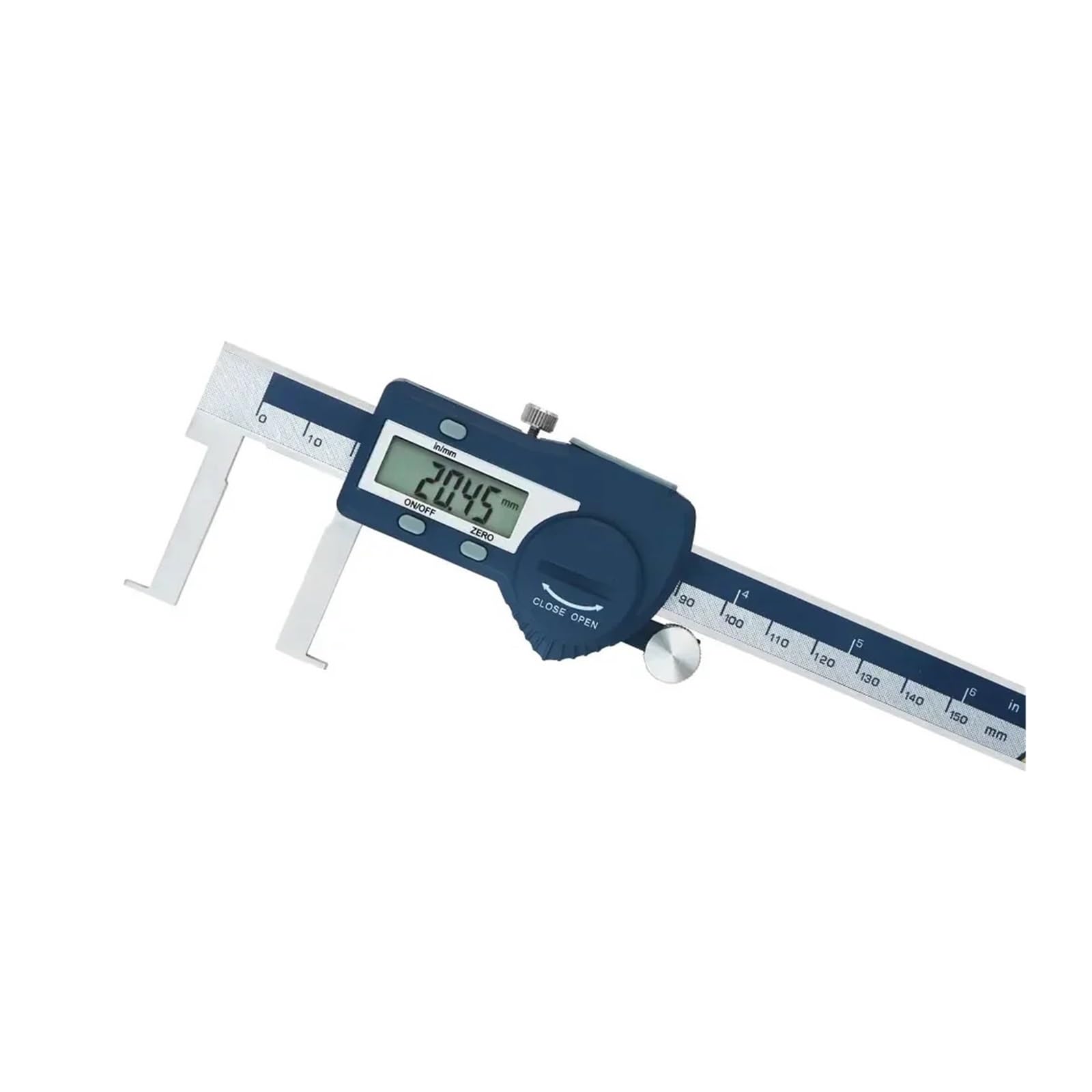 Calibrador digital con ranura interior y punta plana, acero inoxidable