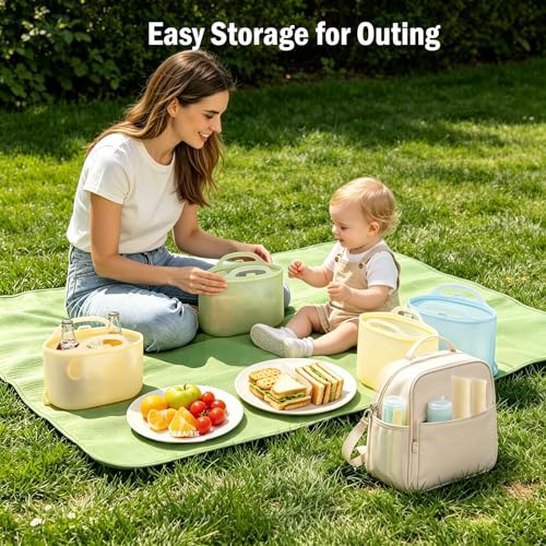 Image of Silicone Travel Bottle Sterilizer Bags | 2000ml Microwave Steam Sterilizer Bags for Baby Bottles, Breast Pump&Pacifiers, Reusable Sterilizing Bags for Travel and Home Use (Clear+Blue) (Clear+Blue)