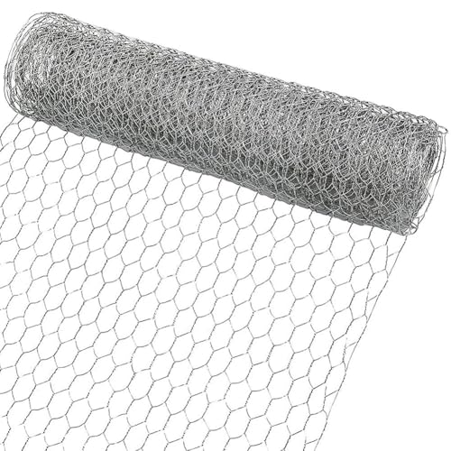 Malla de alambre de pollo de acero galvanizado, malla hexagonal para pollos, conejos y perros, barrera de jardín resistente al óxido, 1 paquete de bricolaje P (0.4 x 10 metros)