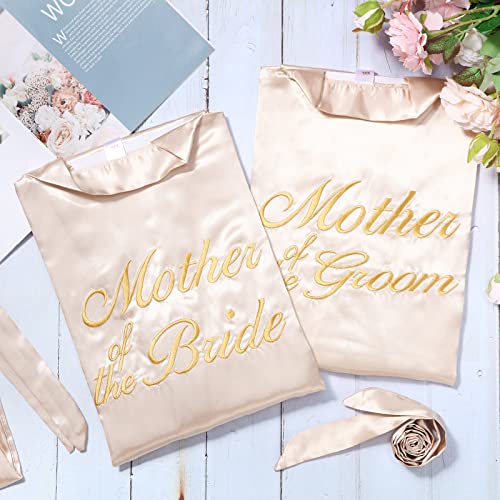 Coume 2 Pcs Women Bridal Robe for Mother of the Bride Groom Satin Robes for Wedding Party Getting Ready Sleepwear Kimono3