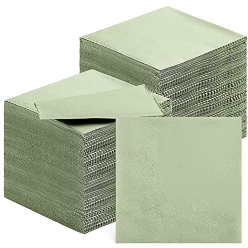 200 Pieces Cocktail Napkins 2 Ply Beverage Napkin Disposable Paper Napkins Dinner Napkins for Wedding Birthday Graduation Holiday Party Restaurant Bar Bridal Anniversary Event (Sage Green)