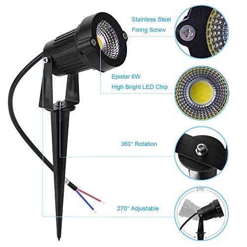 Youngine Pack Of 2, 12V Low Voltage Led Landscape Lights Waterproof Outdoor Walls Trees Flags Spotlights 5W Cob Garden Yard Path Lawn Light With Spike Stand, No Plug (Red) #TOP2