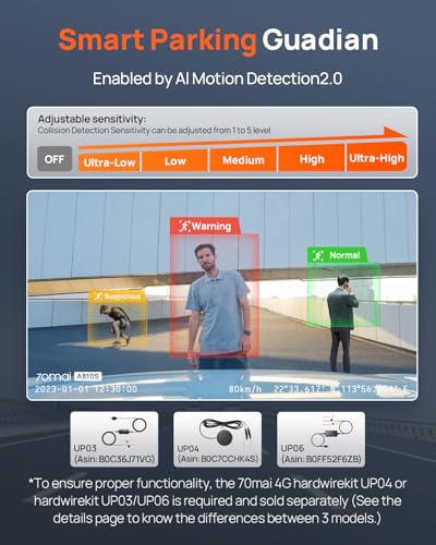 70mai 4K Dash Cam Front and Rear A810S, 4K+1080P Dual STARVIS 2, HDR Car Dash Cam with Night Vision, WiFi APP Control, 146°Wide Angle, 4G LTE, ADAS, Parking Mode with Voice Control and 128GB SD Card - Image 7