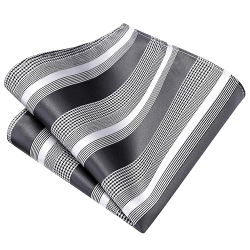 Image of GUSLESON Men's 5-pc Striped Tie Gift Set - Jacquard Necktie, Pocket Square, Cufflinks, Lapel Pin, Tie Clip - Wedding Formal Gifts