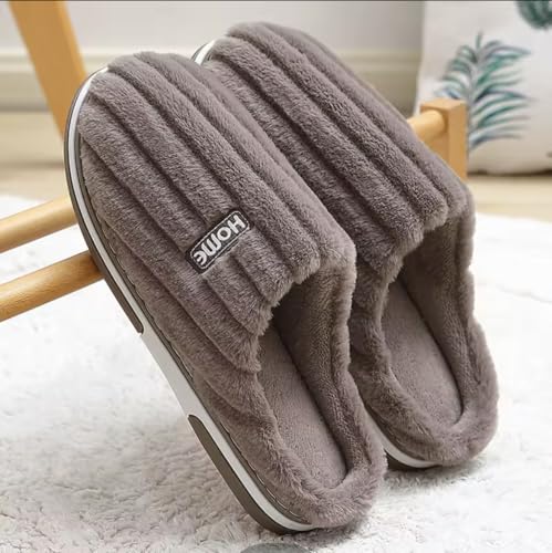 Image of Wolvesden Unisex Winter Woolen Slippers | Fluffy Indoor Slip-Ons | Size 4-8, Multicolor (1 Pair)